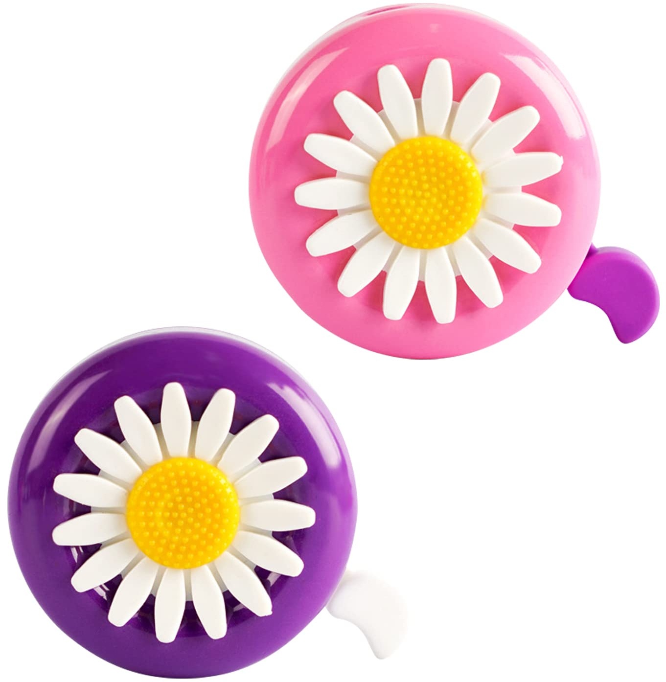 PFLYPF 2 stück Kinderfahrradklingeln, Blumenfahrradklingeln, süße Kleinkinderklingeln, geeignet für Jungen und Mädchen, ideales Zubehör für Kinderfahrräder (lila, pink)