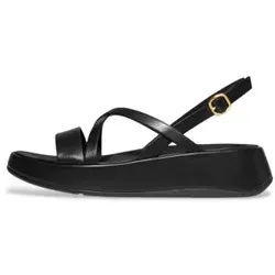 Fitflop für Damen. IY3-090 Mode Ledersandalen schwarz (41), 1 bis 3 cm, Schnalle, Lässig