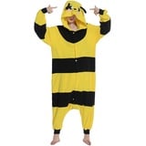 Magicmode Damen Pyjamas Tierkostüm Biene Onesie Unisex Jumpsuit Herren Karneval Kostüm Nachtwäsche