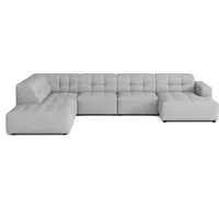 Emoebel24 Ecksofa U-form Links  364x262x70 cm modular Sofa Bergi grau - Grau