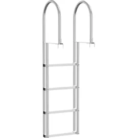 vidaXL 4-Stufen Dockleiter Silber