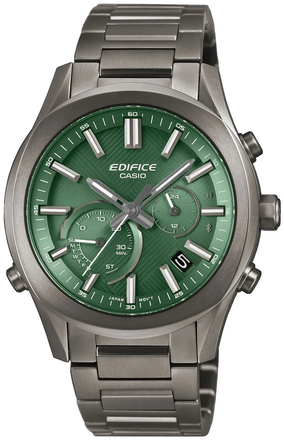 Smartwatch CASIO EDIFICE, grün (grau, grau), Smartwatches, Herren, Smartwatch, Solaruhr,Armbanduhr,Herrenuhr,Bluetooth,Stoppfunktion,Edelstahlarmband