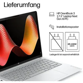 HP OmniBook 3 17-dp0331ng AMD Ryzen 3 30 8 GB RAM 512 GB SSD Win11 Home Glacier Silver