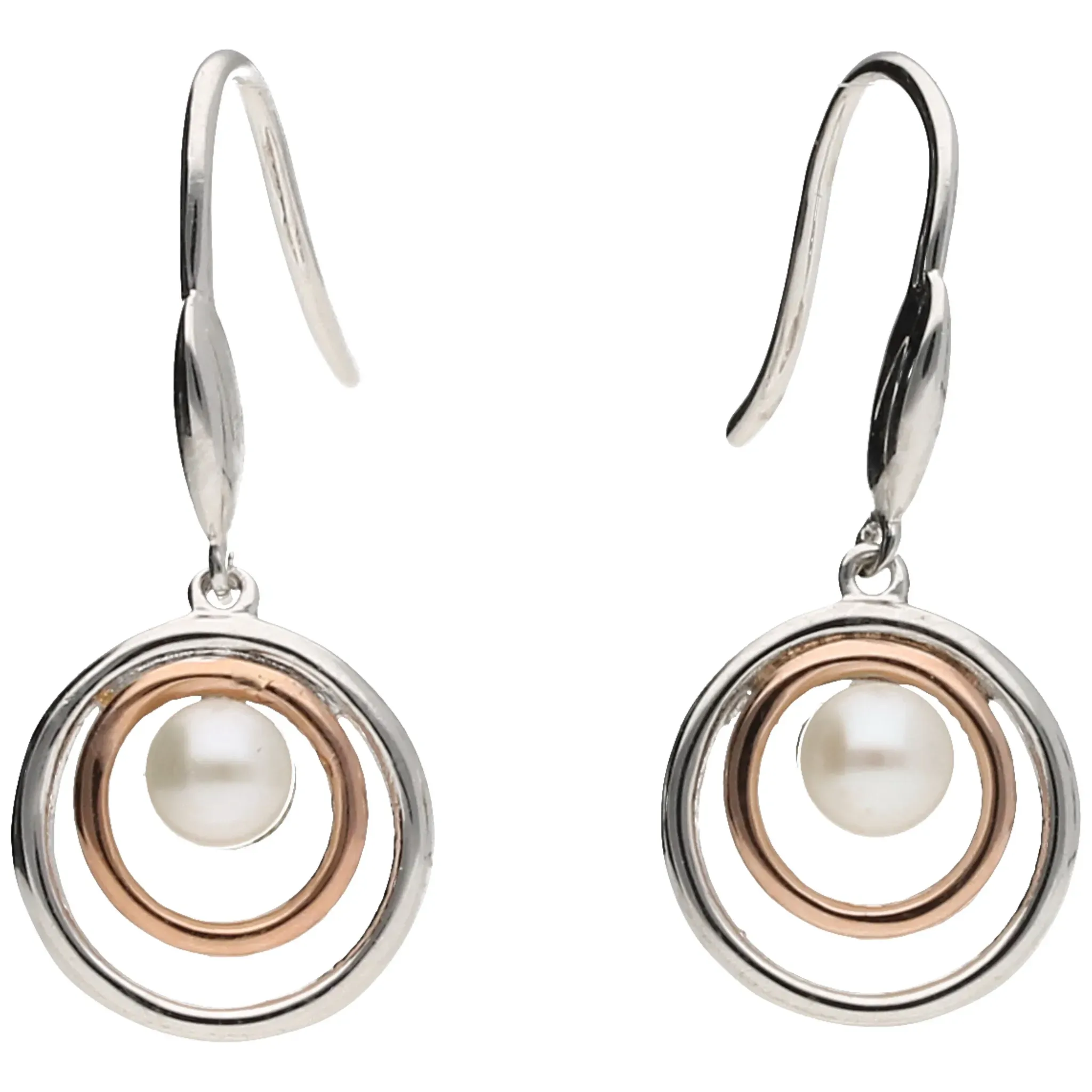 Paar Ohrhaken SMART JEWEL "mit Süßwasser-Perle, bicolor, Silber 925" Ohrringe Gr. Silber 925 (Sterlingsilber), rosegold (silber, rosé vergoldet bicolor) Damen