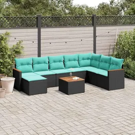 vidaXL Gartensofa-Set 9-tlg. schwarz