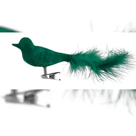 Buri Glas-Weihnachtsbaumschmuck Vogel 2er-Set mit weichem Samtbezug Weihnachtsdeko 2