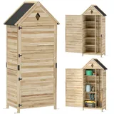 Outsunny - Gartenschrank Holz, wasserdicht Geräteschuppen mit Asphalt-Satteldach Ablage Tür 80 x 49 x 170 cm, wetterfest Geräteschrank, Gerätehaus
