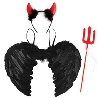 Anyingkai Engelsflügel Schwarz,Teufel Flügel Kinder,Engel und Teufel Kostüm Halloween,Teufel Flügel Damen,Schwarz Flügel Mädchen,Federflügel Engel für Karneval Party Fasching Kostüme