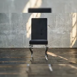 KAWOLA Stuhl LEIA Esszimmerstuhl Barock Velvet schwarz