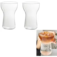 NSXIN Latte Macchiato Gläser Cappuccino Kaffeegläser 400ml 2er Set Teegläser Kristall Glas Eisbecher, Transparent, Hitzebeständig, Cocktail, Kaffee, Latte Macchiato, Modern (Typ A /400ml,2 Stk)