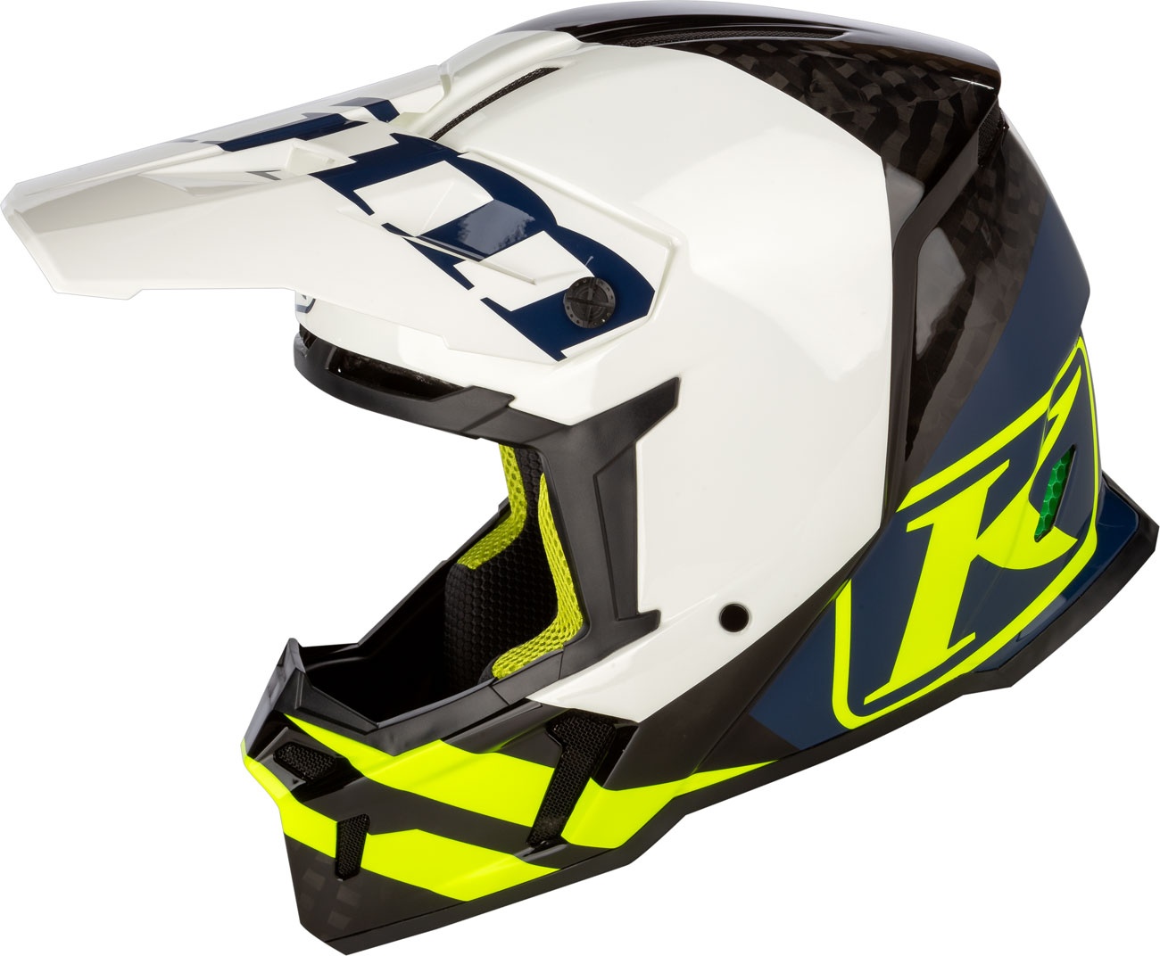 Klim F5 Koroyd Ascent Mips, Motocrosshelm - Weiß/Schwarz/Matt Neon-Gelb/Dunkelblau - XXL