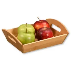 Kesper Aufbewahrungskorb Bambus, 2 Tragegriffe, Neutrale Aufbewahrungsbox für Obst oder Brot, 1 Aufbewahrungsbox, Maße (B x L x H): 19 x 26 x 7,5 cm