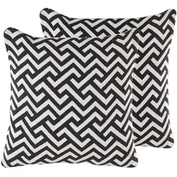 Kissen 2er Set SALIZAR Baumwolle 45 x 45 cm Schwarz Geometrisches Muster