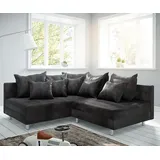 DeLife Ecksofa Clovis Anthrazit Antik Optik Ottomane Links Modulsofa - Schwarz/Grau