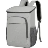 32 L Kühl Rucksack Kühltasche - Groß Isoliert Kühlrucksack Wasserdichten Ultraleicht Rucksäcke Damen Herren Cooler Bag für Camping, BBQ, Wandern - Grau