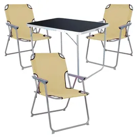 Mojawo Camping Set Campingtisch + 3 Campingstuhl Schwarz