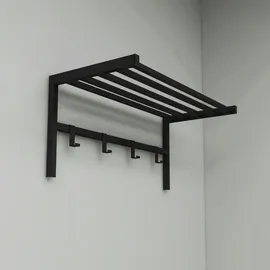 [en.casa] Wandgarderobe Tolga mit Hutablage Schwarz Metall, 69x32.5x34 cm, Garderobe, Garderobenleisten & Garderobenhaken