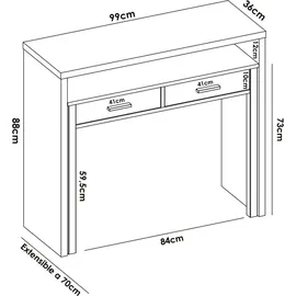 Dmora Eckschreibtisch Losetta Weiß