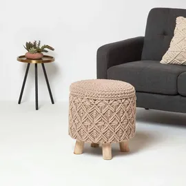 Homescapes Hocker Indy Stoff 41 x 43 x 41 cm Braun