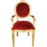 Casa Padrino Medaillon Stuhl mit Armlehnen Samt Bordeaux/Gold