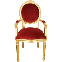Casa Padrino Medaillon Stuhl mit Armlehnen Samt Bordeaux/Gold