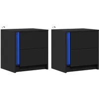 VidaXL Nachttische mit LED-Leuchten 2 Stk. Schwarz