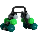 SPORTNOW Hantel 6 Kurzhanteln mit Klappbarem Hantelständer, 2 x 1kg, 2 x 3kg, 2 x 5kg, (Kettlebell, Fitnessgeräte), für Fitness, Gymnastik, Zuhause bunt