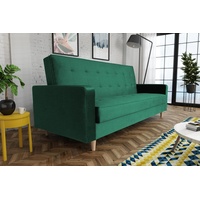 Beautysofa Schlafsofa Bamako, Sofa mit Schlaffunktion und Bettkasten, Polstersofa im skandinavischen Stil, Couch mit Holzbeine grün