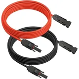 10M MC4 Solarkabel verlängerung pv kabel 6mm2 mc4 verlängerungskabel für Solarmodule Panel Solarpanel Solar Controller - Rot/Schwarz