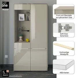 Set One by Musterring Standvitrine Reno 92 x 42 x 185 cm Braun