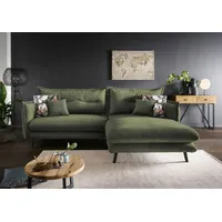 Ecksofa HOME AFFAIRE "Lazio modern und bequem, schmale Armlehnen, tolle Detailverarbeitung", grün (dunkelgrün), B:255cm H:94cm T:180cm, 100% Polyester;Wendekissen: 100% Polyester, Sofas, Ecksofa, zwei verschiedene Fußfarben wählbar