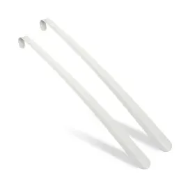 Relaxdays Schuhlöffel 2er Set, 58,5 cm lang, Schuhanzieher Metall, stabil, Aufhänger, Schuhanziehhilfe für Schuhe, weiß