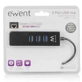 ewent EW1140 laptop-dockingstation + USB Hub, Schwarz