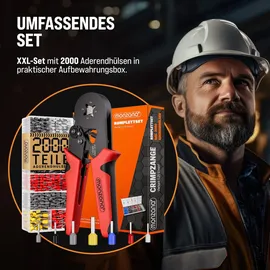 monzana MONZANA® Crimpzange 0,25-10mm2 1200 Aderendhülsen Set elektrische Steckverbinder Elektriker Werkzeug Zange Presszange Kabelschuhe