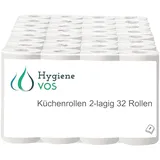 Hygiene VOS 32 Küchenrollen Original saugstarke Wischtücher 2- lagig im riesigen Vorteilspack 8 x 4 Rollen (32 x 64 Blatt) - Kuchenrollenpapier - Küchentücher papier großp