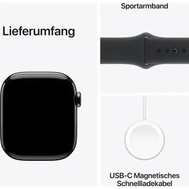 Apple Watch Series 10 GPS + Cellular 42 mm Titangehäuse schiefer Sportarmband schwarz S/M