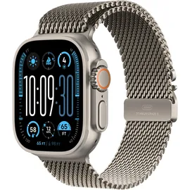 Apple Watch Ultra 2 GPS + Cellular 49 mm Titangehäuse natur, Milanaise Armband natur S
