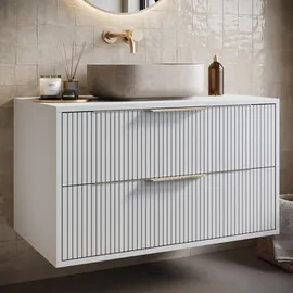 Badplaats Waschbeckenunterschrank, Rimini 2 Schubladen Weiß Matt - 80 x 46 cm Badezimmer, Badezimmerschränke, Bad Unterschränke