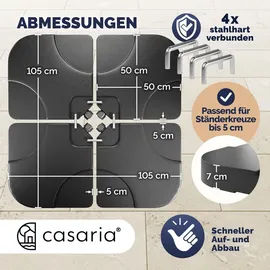 CASARIA Sonnenschirmständerplatten 4er Set Kunststoff bis 80 kg Schwarz