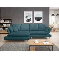 99rooms Harper Ecksofa Velours Jasmine Türkis Links ohne Schlaffunktion