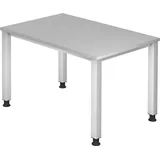Hammerbacher höhenverstellbarer Schreibtisch lichtgrau rechteckig, 4-Fuß-Gestell silber 120,0 x 80,0 cm