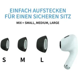 COMPLY TrueGrip MAX | Premium Memory Schaumstoff Ersatz-Ohrstöpsel für AirPods Pro 3 Schwarz Größe Mix (Apple AirPods), Kopfhörer Ersatzteile,