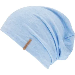 Beanie CHILLOUTS "Surrey Hat", Damen, blau (blau melange), Jersey, Materialmix, meliert, casual,klassisch,sportlich,modisch, Mützen, mit dezentem Flag-Label, passt sich jeder Kopfform an