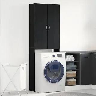 vidaXL Waschmaschinenschrank Schwarz Eichen-Optik 64x25,5x190 cm