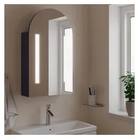 VidaXL Spiegelschrank mit LED-Beleuchtung Gewölbt Grau 42x13x70 cm