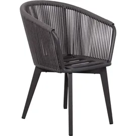 Mr. Deko Gartenmöbelset Diningsessel Cadiz mit Tisch Almeria 200 x 90 cm - Grau