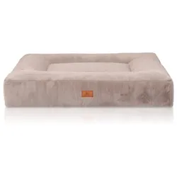 Knuffelwuff orthopädisches Hundebett mit kuschelig weichem Kaninchen Fellimitat Midland beige/ grau XXL