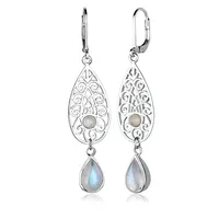 Elli Ohrhänger Mondstein Tropfen Ornament 925 Silber 698206-0 Weiß
