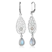 Elli Ohrhänger Mondstein Tropfen Ornament 925 Silber 698206-0 Weiß