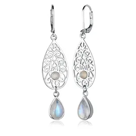 Elli Ohrhänger Mondstein Tropfen Ornament 925 Silber 698206-0 Weiß